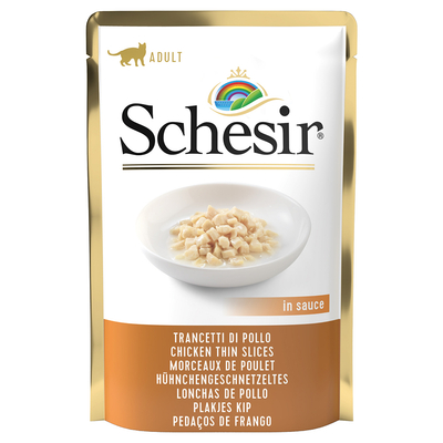 Schesir Kat Jelly Pouch 6 x 85 g - Kipstukjes in Saus - natvoer katten