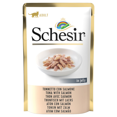 6x85g Jelly Pouch Tonijn met Zalm Schesir Kattenvoer Nat - natvoer katten