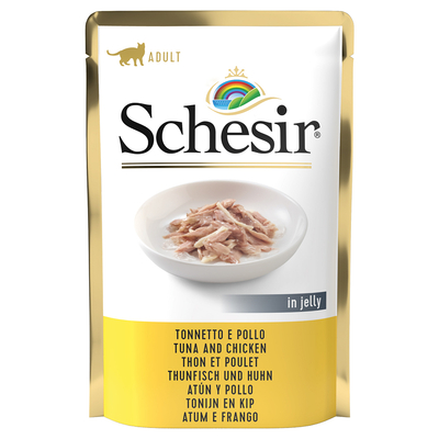 Schesir Kat Jelly Pouch 6 x 85 g - Tonijn en Kip - natvoer katten
