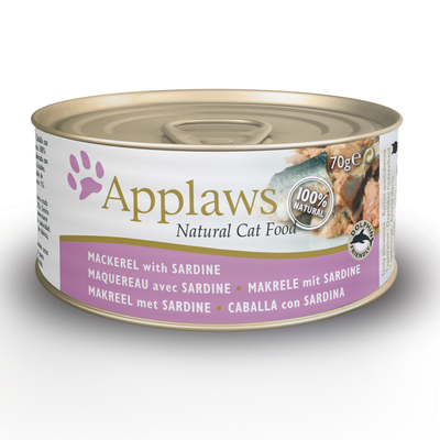 24x70g Makreel met Sardientjes (bouillon) Applaws Kattenvoer Nat - natvoer katten