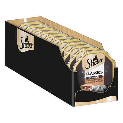 44x85g Eend en Kip Classics in Paté Sheba Kattenvoer Nat - natvoer katten