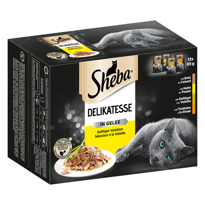 48 x 85g Delicatesse in Gelei - Gevogelte variatie Sheba Kattenvoer - natvoer katten