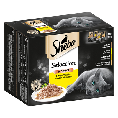48x85g Selection in Sauce - Gevogelte variatie Sheba Kattenvoer - natvoer katten