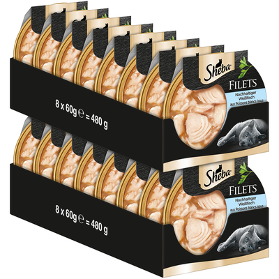 Sheba Fijne Filets 16 x 60 g Kattenvoer - Witvis - natvoer katten