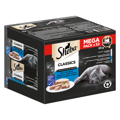 Voordeelpakket Sheba Variaties in Kuipjes 32 x 85 g - Classics in Pastete - natvoer katten