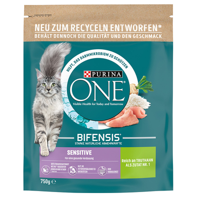 Purina ONE Sensitive Kattenvoer - Dubbelpak 2 x 750 g - kattenbrokken