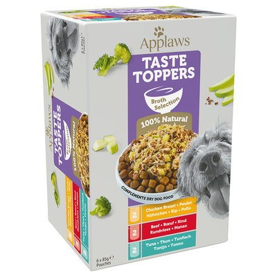 Applaws Hondenvoeding Taste Toppers Multipack in bouillon 6 x 85 gr.