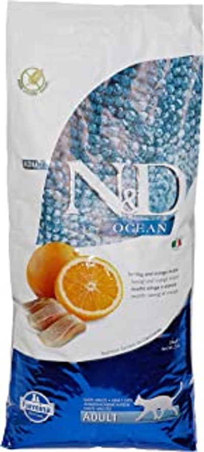 N&D OCEAN CAT HERRING AND ORANGE ADULT 10KG - kattenbrokken