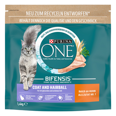 Purina ONE Vacht & Haarbal Kip Kattenvoer - 1.4 kg - kattenbrokken