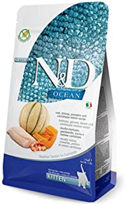 N&D OCEAN CAT COD, SHRIMP, PUMPKIN AND CANTALOUPE MELON KITTEN 5 KG - kattenbrokken