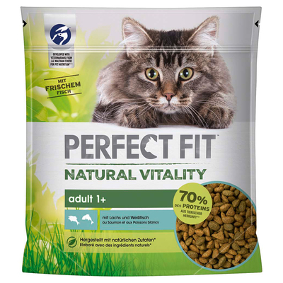 650g Perfect Fit Natural Vitality Adult 1+ Zalm en Witvis Droogvoer Katten - kattenbrokken