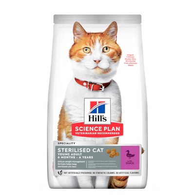 2x10kg Young Adult Sterilised met Eend Hill's Science Plan Kattenvoer - kattenbrokken