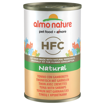 6 x 140 g Almo Nature HFC Kattenvoer - Tonijn & Garnalen - natvoer katten