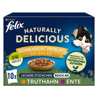 Gemengd pakket Felix Naturally Delicious 10 x 80 g - Gevogelte-selectie in gelei - natvoer katten