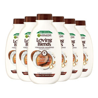 Garnier Loving Blends Kokosmelk en Macadamia shampoo - 6 x 300 ml - voordeelverpakking