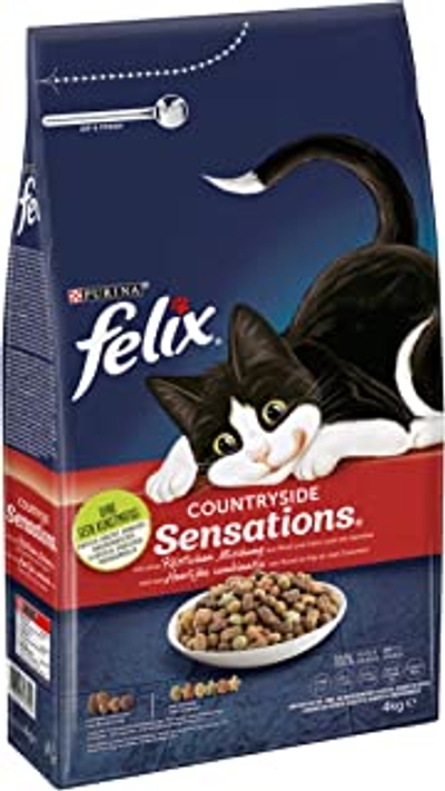 Felix Countryside Droogvoer voor Katten, Met Rund, Kip & Groenten, Zak 4 Kg - kattenbrokken