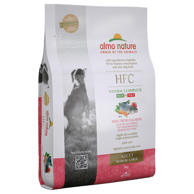 8kg Almo Nature HFC Adult Dog M-L Zalm hondenvoer droog - hondenbrokken