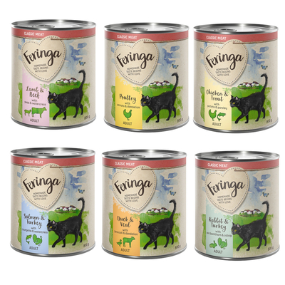 6 x 800 g Feringa Menu Duo Kattenvoer - Gemengd pakket (6 soorten) - natvoer katten