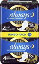 Always Ultra Maandverband Secure Night maat 4 vleugels - 8 x 18 stuks