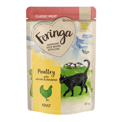 24x85g Maaltijdzakjes 2 x Gevogelte met Wortelen Feringa Kattenvoer - natvoer katten