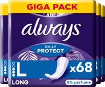 Always Daily Protect Long Inlegkruisjes - Parfumvrij - 4 x 68 Stuks