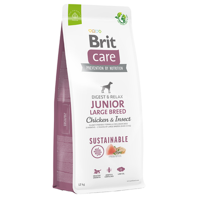 Dubbelpak: 2x12kg Brit Care Dog Sustainable Junior Large Breed Kip & Insecten Droog hondenvoer - hondenbrokken