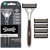 Wilkinson Sword - Quattro Vintage Edition scheerapparaat - verpakking met 1 handvat en 5 laadbladen