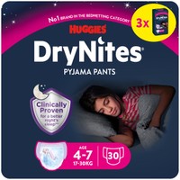 Huggies DryNites nachtluiers voor meisjes 4-7 jaar - 30 stuks