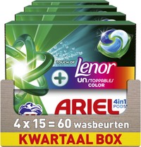 Ariel 4in1 Touch of Lenor Unstoppables wascapsules voor bonte was - 60 wasbeurten