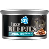 Albert Heijn Luxe reepjes tonijn in oriëntaalse saus natvoer voor volwassen katten - 85 gram