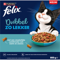 Felix Dubbel zo lekker zalm en zeevis kattenbrokken voor volwassen katten - 800 gram