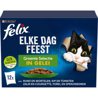 Felix Elke Dag Feest Groenteselectie in gelei natvoer voor katten - 1,02 kg