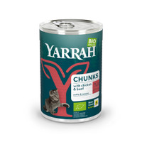 Yarrah Biologisch Chunks kip & rund natvoer voor volwassen katten - 405 gram