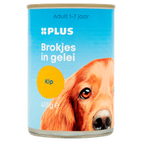 PLUS Brokjes in gelei met kip natvoer voor honden - 415 gram