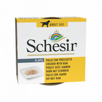 Schesir In Jelly Dog kip met ham natvoer voor volwassen honden - 6 kg