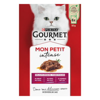 Gourmet Mon Petit Intense natvoer voor volwassen katten, met rund, kalf en lam - 1,2 kg