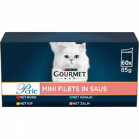 Gourmet Perle Mini Filets in saus natvoer voor volwassen katten, rund, kip, konijn, zalm - 5,1 kg