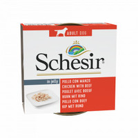 Schesir In Jelly Dog kip met rund natvoer voor volwassen honden - 6 kg