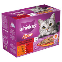 Whiskas 1+ Classic Selectie Duo Classic variaties in gelei natvoer voor volwassen katten - 4,08 kg