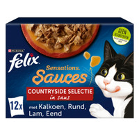 Felix Sensations Countryside Selectie in saus, natvoer voor katten - 1,02 kg