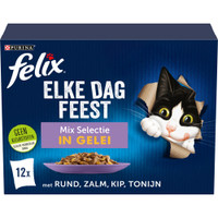 Felix elke dag feest senior nat in gelei mixselectie natvoer voor katten - 1,02 kg