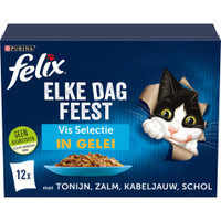 Felix Elke Dag Feest Vis Selectie in gelei natvoer voor volwassen katten - 1,02 kg