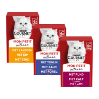 Gourmet Mon Petit Intense tonijn, zalm en forel natvoer voor volwassen katten - 600 gram