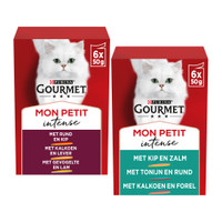 Gourmet Mon Petit Intense DUO rund & kip, kalkoen & lever, gevogelte & lam natvoer voor katten - 300 gram