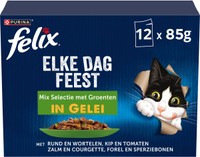 Felix Elke Dag Feest Groenteselectie in gelei natvoer voor volwassen katten - 4,08 kg