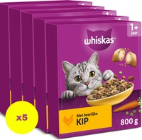 Whiskas 1+ Gevogelte Selectie kip kattenbrokken voor volwassen katten - 4 kg