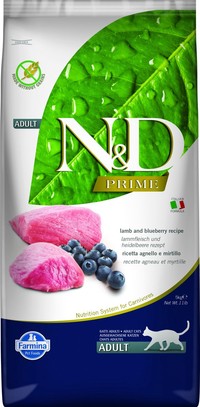 Farmina N&D Prime lam & blauwe bes kattenbrokken voor volwassen katten - 5 kg