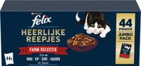 Felix Heerlijke Reepjes Farm Selectie rund, kip, eend en kalkoen - natvoer voor volwassen katten, 3,52 kg