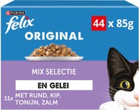 Felix Original Gevogelte Selectie mix in gelei met rund, kip, tonijn & zalm - natvoer voor volwassen katten - 3,74 kg