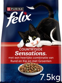 Felix Sensations Countryside rund, kip & groenten kattenbrokken voor volwassen katten - 7,5 kg